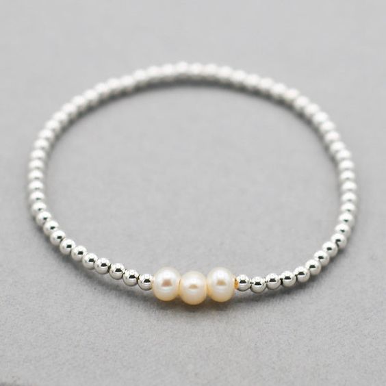 Silver Hematite & Natural Pearl Bracelet