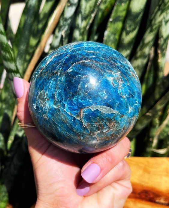 Blue Apatite Crystal sphere
