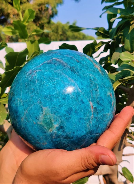 Blue Apatite Crystal sphere