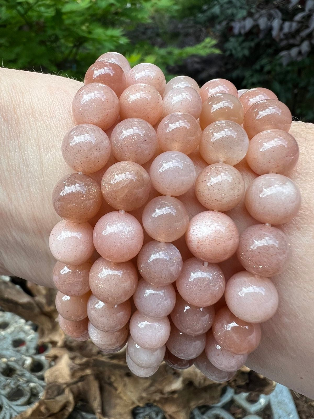 Peach Moonstone Crystal Bracelet