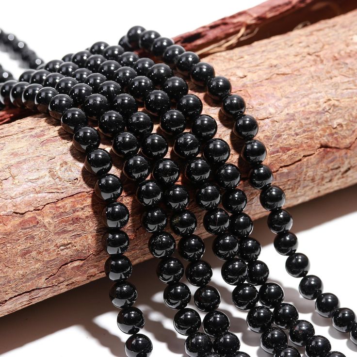 Black Tourmaline Crystal Bead Lines