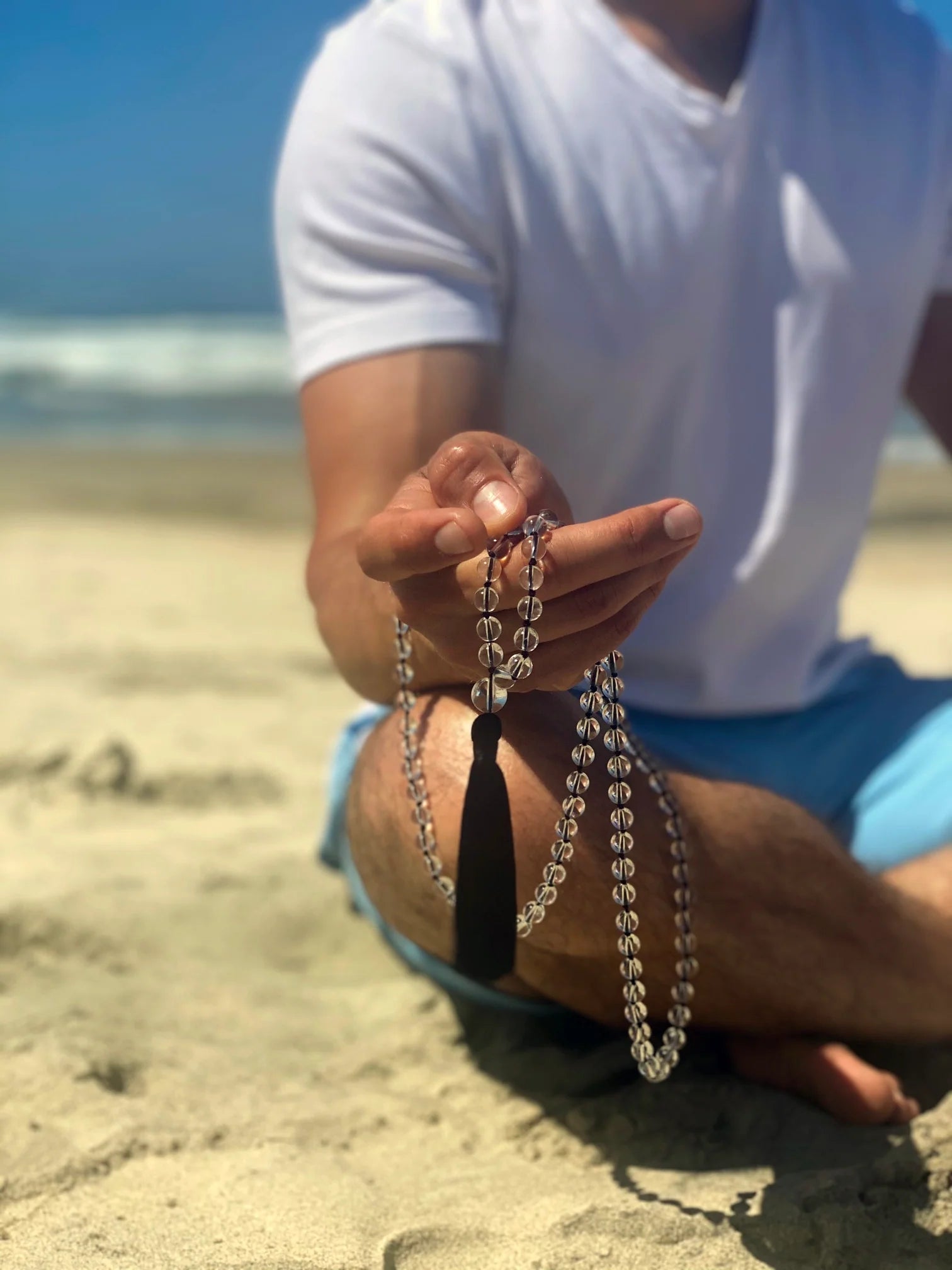 Clear quartz mala beads deals