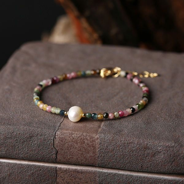 Tourmaline & Pearl 4mm Bracelet (os)