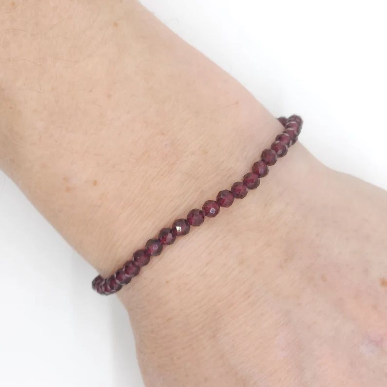 Red Garnet Faceted Crystal Bracelet (4mm)