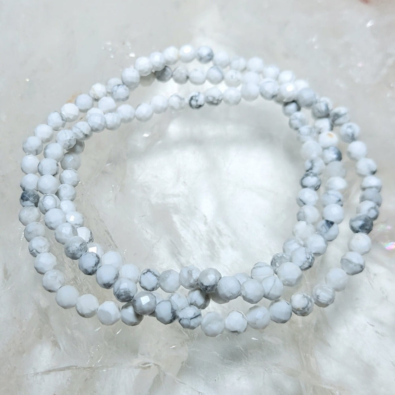 Howlite Faceted Bracelet (4mm)