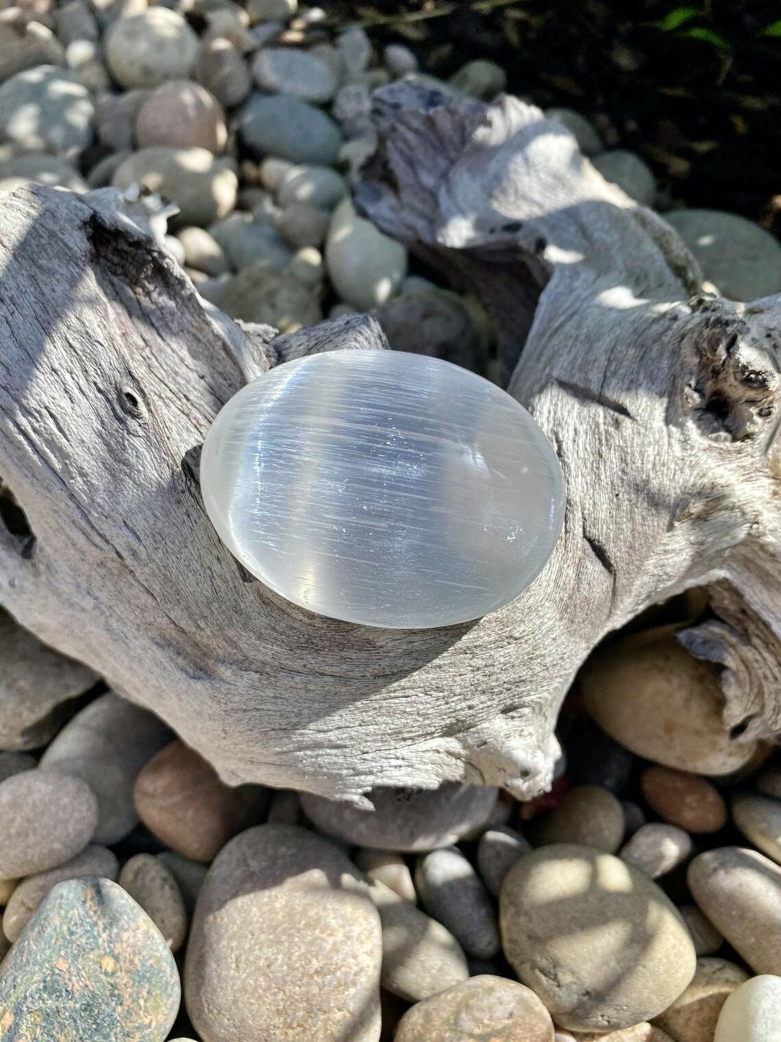 Selenite Palm Stones