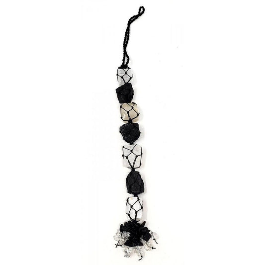 Selenite & Black Tourmaline Hanging Charm