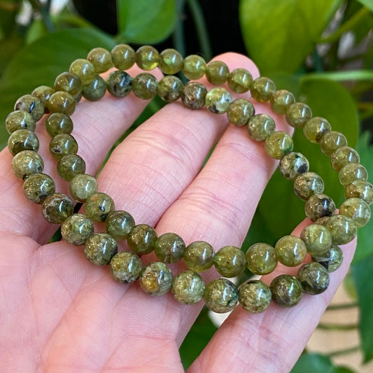 Natural 8mm Peridot Crystal Bracelet