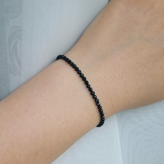 Black Tourmaline Faceted Bracelet (4mm)