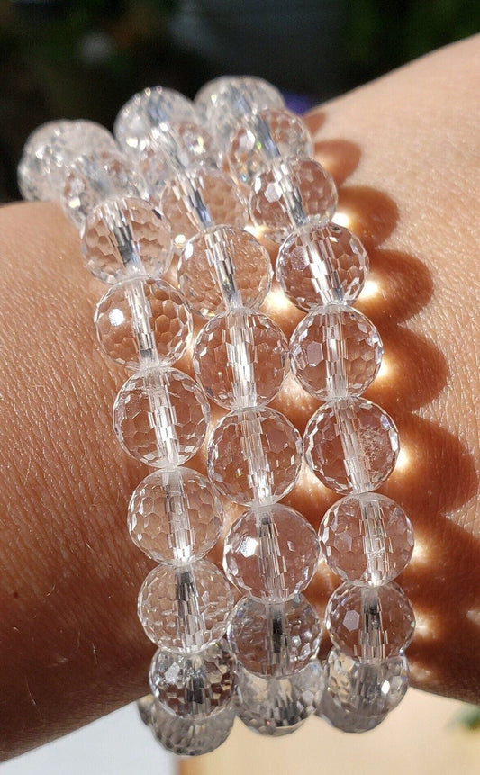 Multi Faceted Clear Quartz Bracelet