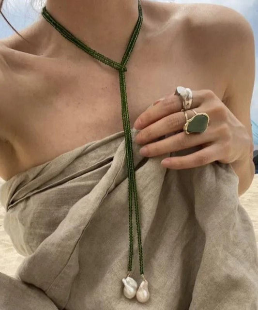 Green Jade Pearl Necklace