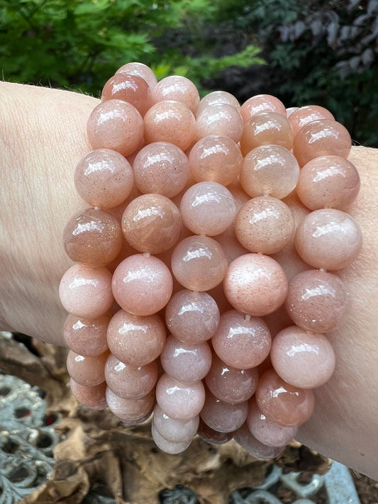Peach Moonstone Crystal Bracelet