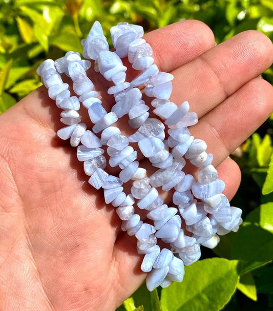 Blue Lace Agate Chips Crystal Bracelet
