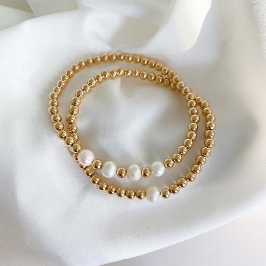 Gold Hematite & Pearl Bracelets 6/8mm