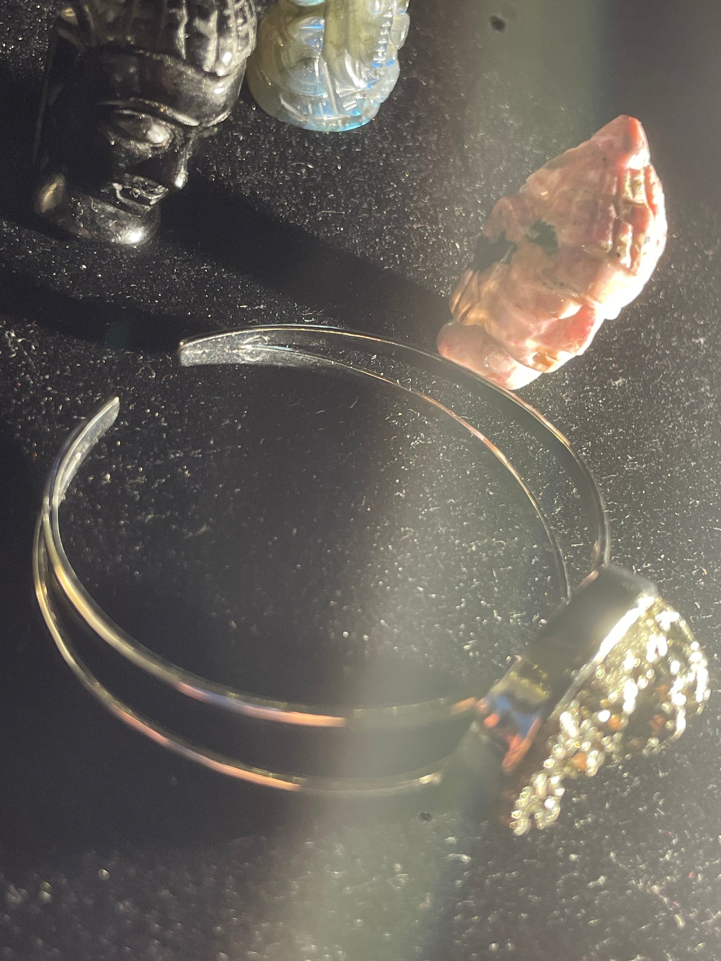 Pyrite Bangle In Pure Silver