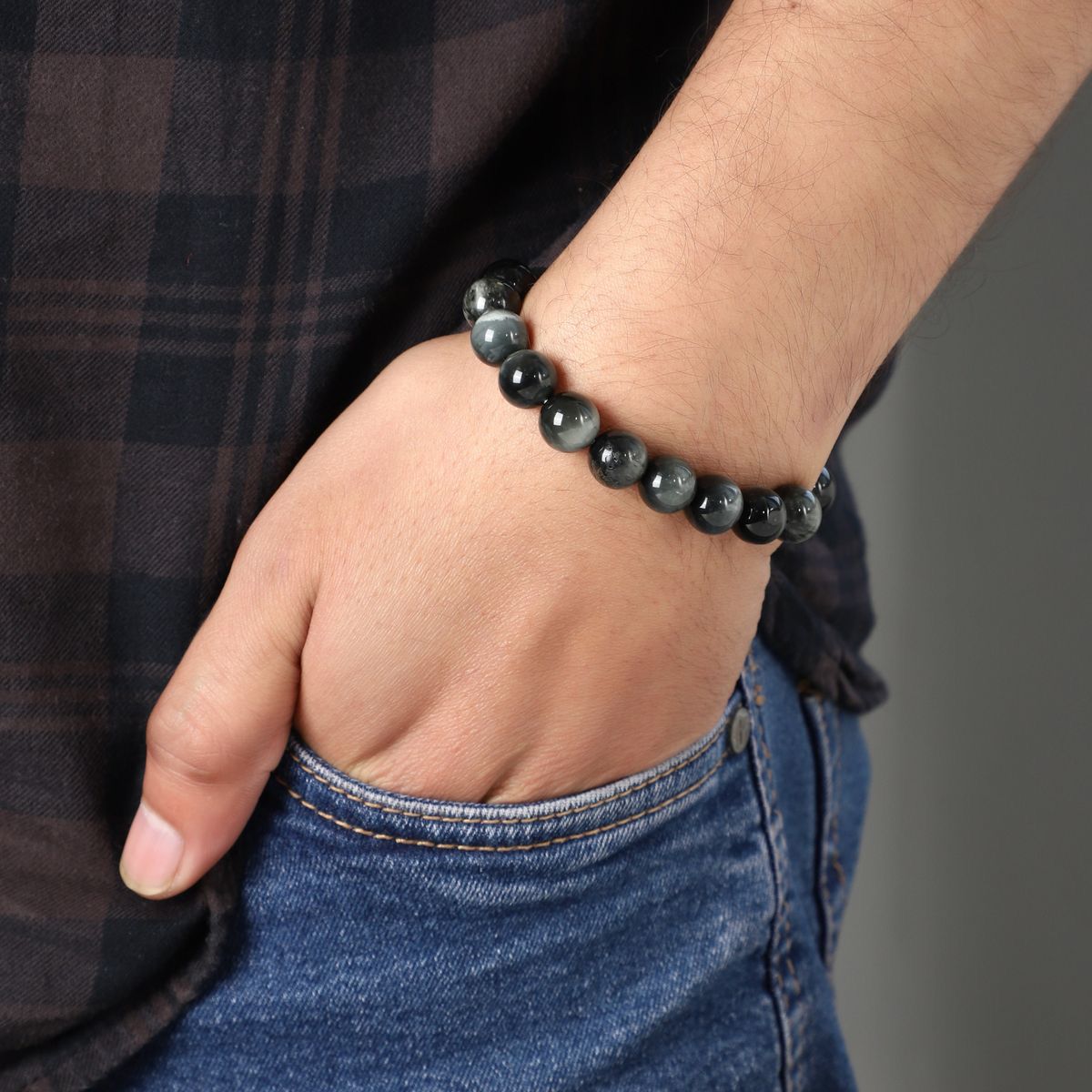 Grey Cat's Eye Bracelet