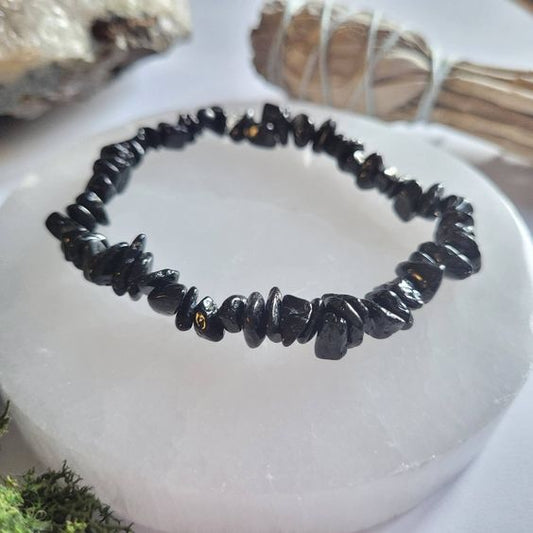 Black Tourmaline Chips Crystal Bracelet