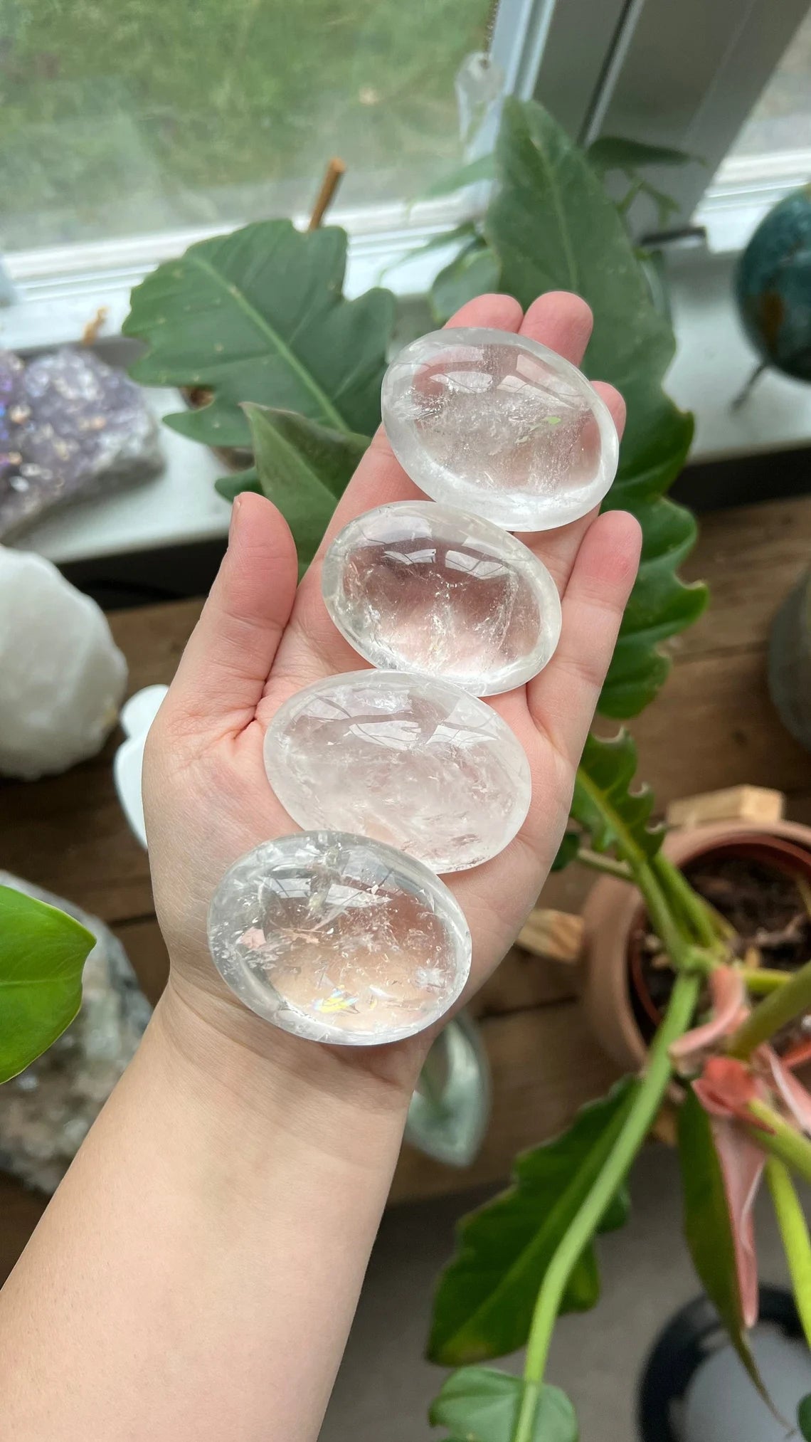 Clear Quartz Palm Stone