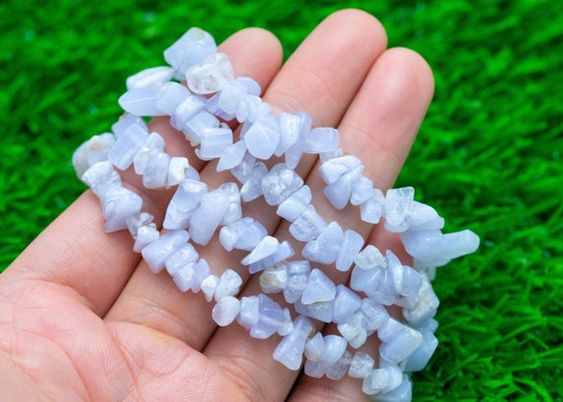 Blue Lace Agate Chips Crystal Bracelet