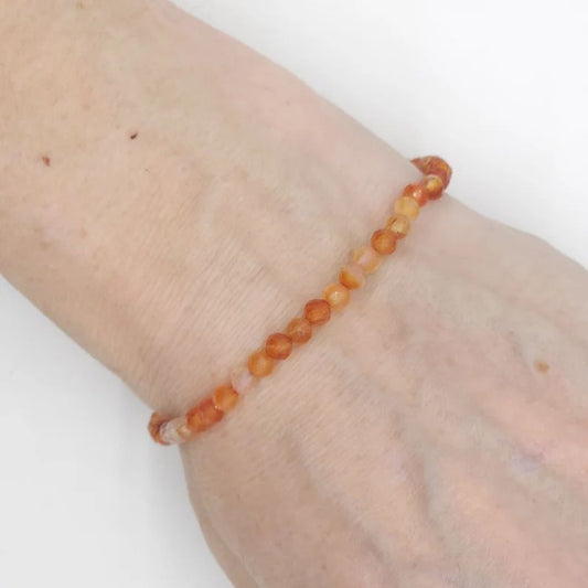Carnelian Faceted Crystal Bracelet (4mm)