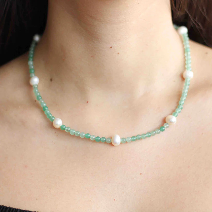 Green Aventurine & Pearl Necklace