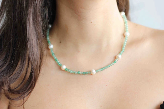 Green Aventurine & Pearl Necklace